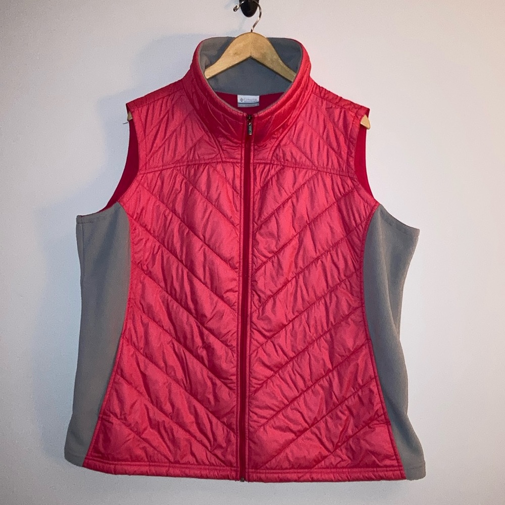 Columbia Quilted Lightweight 2-Tone Pink & Grey Mock Neck Vest Size 2XL